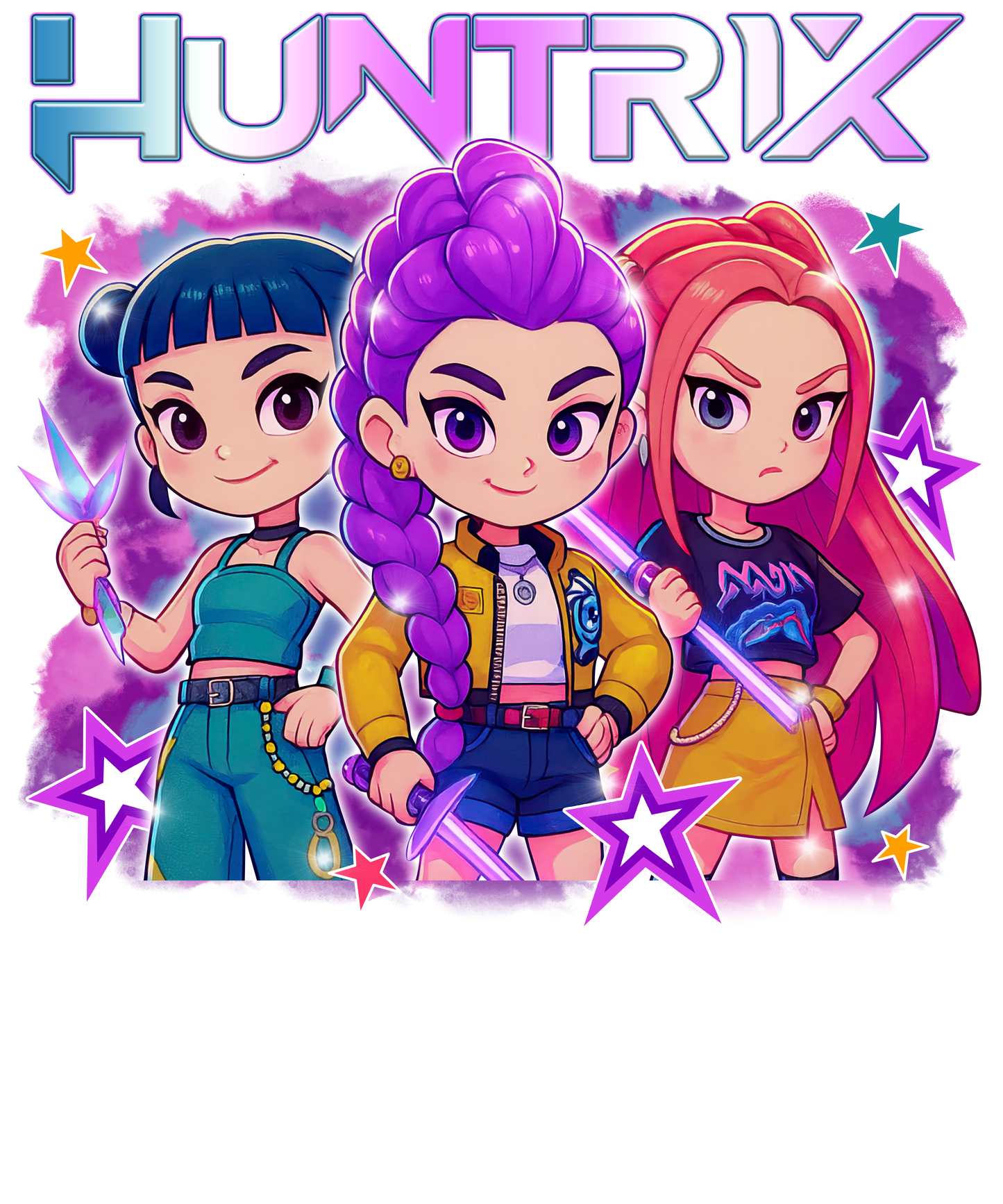 Huntrix Girls Graphic T-Shirt – Cute Anime Style Character Tee for Kids